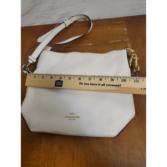 Coach Ellie File Bag Signature Pebbled Leather Handbag In Cream See Photos Stain - Picture 10 of 11